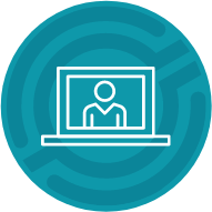 Icon showing a person on a laptop screen