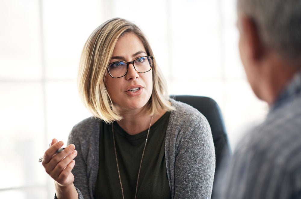 Woman in meeting with colleague